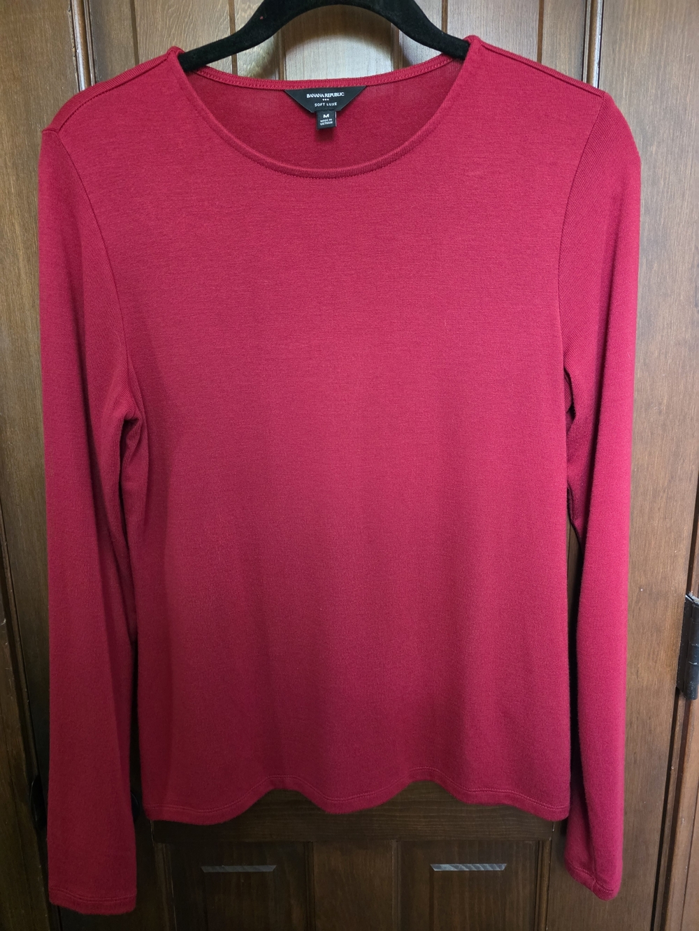 Banana Republic Long-Sleeve Crewneck Top  Red Size Medium